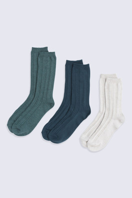 Willow Womens Twisted Ribbed Socks- 3 Pack - Green