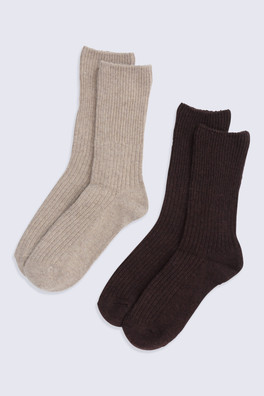 Francis Womens Merino Mid Calf Socks - 2 Pack - Brown