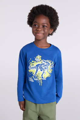 T-shirt imprimé Graffiti Dino Kids Ls - Bleu