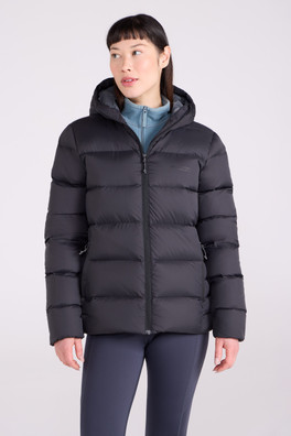 Stratus Womens Hooded Packable Extreme Down Jacket - Black