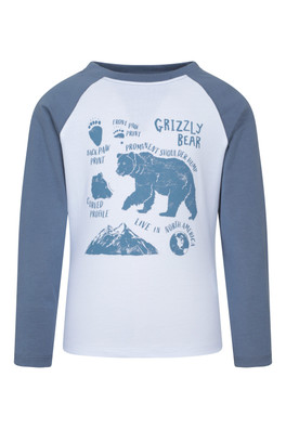 T-shirt à manches longues imprimé Enfants Grizzly Bear - Blanc