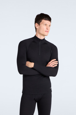 Merino Mens Half Zip - Black