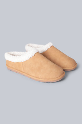 Unisex Borg Lined Slippers - Beige