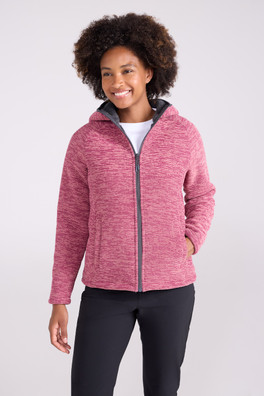 Hayfield Fur Lined Melange Womens Full Zip Fleece - Pink