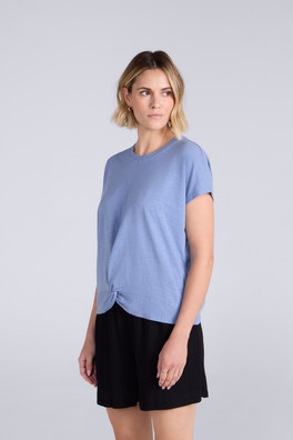 Aria Womens Knot Front T-Shirt - Blue