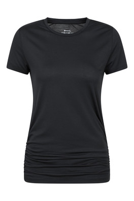 Active Womens Ruched Longline T-Shirt - Black