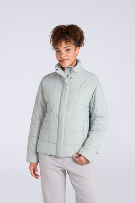 Nina Womens Grid Quilt Padded Jacket - Mint