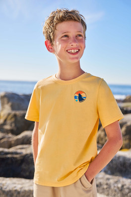 Howling Wolf Kids Short Sleeve T-Shirt - Mustard