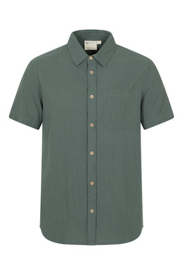 Palm Mens Textured Short Sleeve Shirt - Green