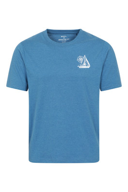 Sail Boat Mens Graphic T-Shirt - Bright Blue