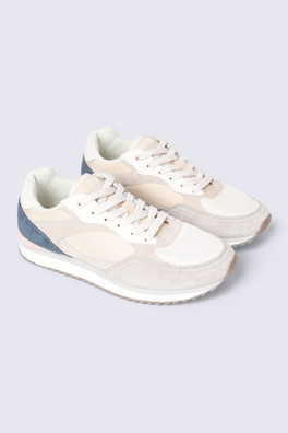 Sutton Womens Casual Leather Trainers - Beige