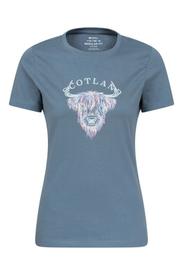 Scotland Printed Womens T-Shirt - Dark Blue