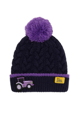 Bobbie Kids Bobble Hat - Purple Tractor