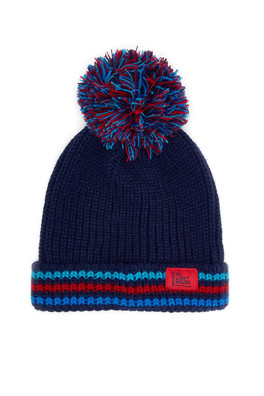 Bobbie Kids Bobble Hat - Navy Red Blue Striped
