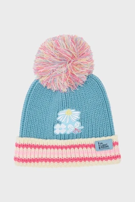 Bobbie Kids Bobble Hat - Blue Pink Daisy