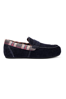 Solace Men's Regular Fit Suede Slipper - Navy