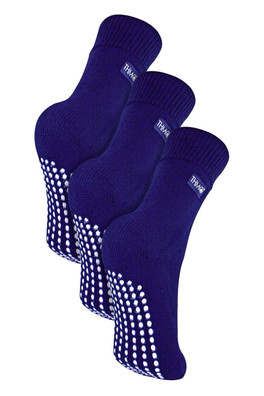 Kids Indoor Slipper Socks with Grippers - Navy