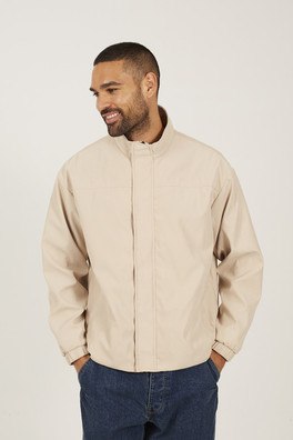 Funnel Neck Mens Oversized Jacket - Stone