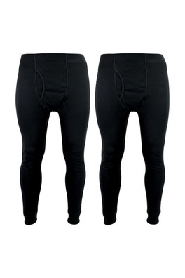2 Pack Kids Base Layer Thermal Underwear Bottoms - Black