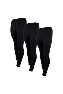 3 Pack Kids Warm Base Layer Thermal Bottoms - Black