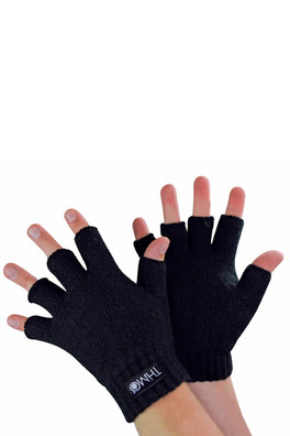 Kids Thermal Winter Fingerless Gloves - Black