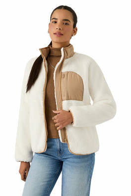 Double Monkey Fleece Womens Jacket - Cream