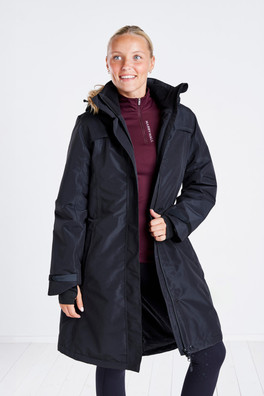 Waterproof Long Riding Coat with Hood - Black