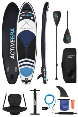 10ft 5in Stand Up Paddle Board with Kayak Seat - Black, Blue & White