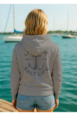 Anchor Patch Womens Hoodie - Grey