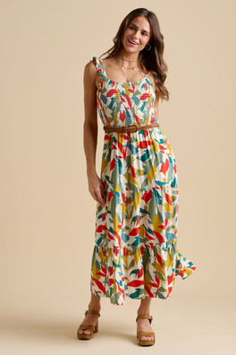 Falling Womens Leaves Maxi Dress - Multi