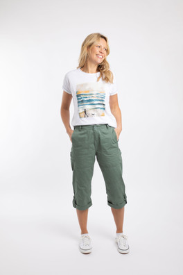 Salena Womens 3/4 Length Trousers - Army Green