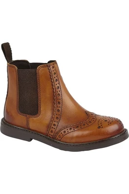 Kids Leather Ankle Boots - Tan