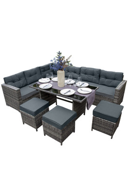 Rattan Corner Set - Grey