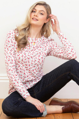 Tarrant Womens 95% Organic Cotton Jersey Top - Rosey Posey