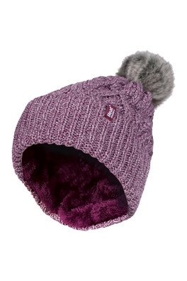 Ladies Cuffed Pom Pom Beanie - Pink