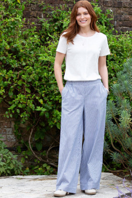 Broadmayne Womens 100% Cotton Ticking Trousers - Navy