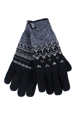 Womens Nordic Fairisle Thermal Gloves - Black