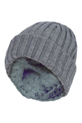 Kids Ribbed Turnover Winter Hat - Grey
