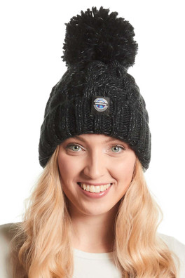 Jet Black Cable Reflective Super Bobble Hat - Jet Black