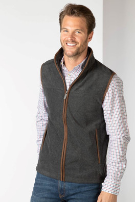 Huggate Mens Premium Fleece Waistcoat - Dark Marl Grey
