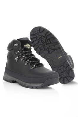 Pelly Mens Leather Waterproof Hiking Boots - Black