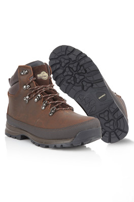 Pelly Mens Leather Waterproof Hiking Boots - Waxy Brown