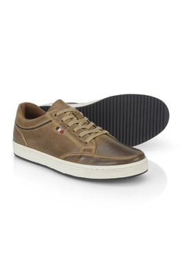 Devon Mens Nubuck Leather Casual Trainers - Khaki