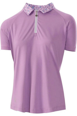 Womens Zip Neck Polo Shirt - Purple