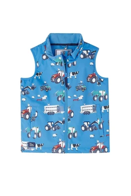 Alex Kids Printed Gilet - Blue Farm Print