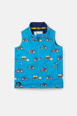 Alex Kids Printed Gilet - New Blue Tractor