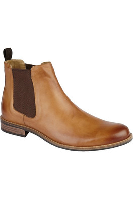 Mens Leather Gusset Boots - Tan
