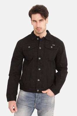 Mens Kingsize Western Trucker Style Denim Jacket - Black