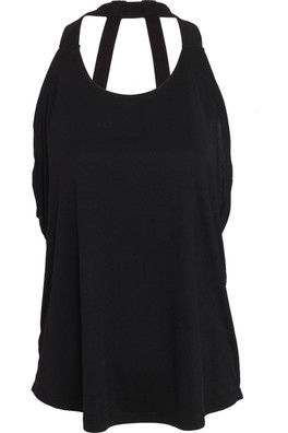 Double Strap Womens Back Sleeveless Vest - Black