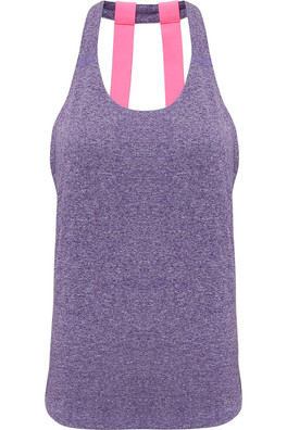 Double Strap Womens Back Sleeveless Vest - Purple Melange